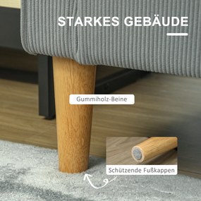 HOMCOM Dwuosobowa sofa z miejscem do przechowywania i solidnymi drewnianymi nogami, do salonu, sypialni, 117 x 63 x 79 cm, Jasnoszary