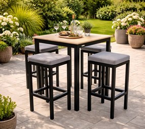 Doppler EXPERT WOOD, jasny antracyt, krzesła barowe, 4+1