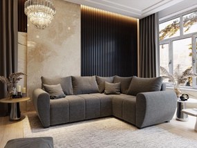 Masseno Narożnik MADISON z funkcją spania i pojemnikiem na pościel Narozniki L, Rozkładana sofa - Jasnoszary, SAWANA 21