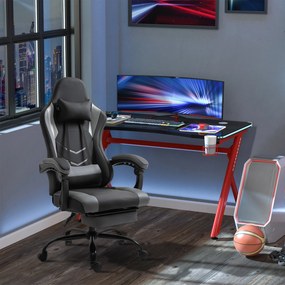 Vinsetto Ergonomiczne krzesło gamingowe z podnóżkiem krzesło biurowe do biurka czarne | Aosom PL
