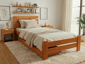 Łóżko PARIS podwyższone 90 x 200 cm, olcha Stelaż: Ze stelażem listwowym rolowanym, Materac: Materac Coco Maxi 20 cm