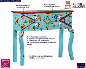 Niebieska drewniana konsola do salonu S9-K91
