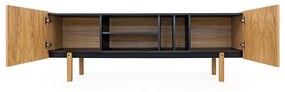 Czarno-naturalna szafka pod TV w dekorze dębu 175x60 cm Porto – Woodman