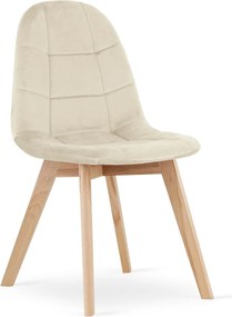 Promocja Beżowe aksamitne krzesło do jadalni BORA II jakość