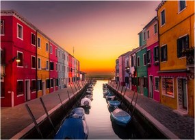 Obraz na szkle - Zachód słońca, wyspa Burano, Wenecja, Włochy (70x50 cm)