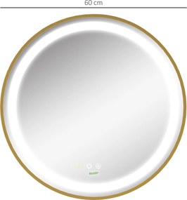 kleankin Lustro Łazienkowe z Regulowanym Światłem LED IP44 Nowoczesne i Funkcjonalne | Aosom PL