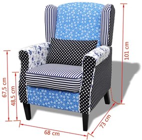 Tapicerowany patchworkowy fotel uszak G5-T35