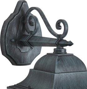 Zewnętrzny kinkiet w stylu vintage czarny z antyczną zielenią IP44 - Antigua Down