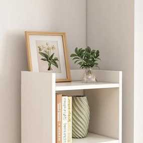 Biała szafka z 7 półkami – 180 x 40 x 30 cm – pionowy stojak na książki, styl minimalistyczny