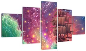 Obraz - Statek z kosmicznym niebem (125x70 cm)