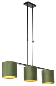 Lampa wisząca z abażurami z weluru zielonymi ze złotem 20cm - Combi 3 DeluxeWiejski/ Rustykalny / Vintage Oswietlenie wewnetrzne