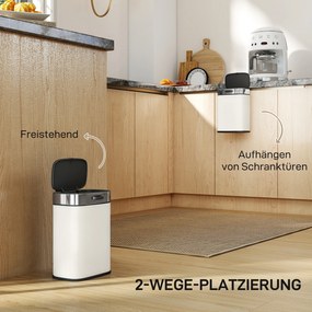 HOMCOM 5 l kosz na śmieci, ustawiany wolnostojąco lub zawieszany, stal nierdzewna, kremowo-biały