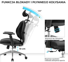 Fotel biurowy Stelio do pracy przy biurku, zgodny z normą BHP