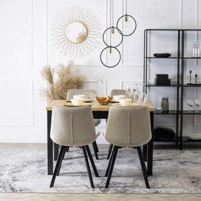 Krzesło Tapicerowane do Salonu RICK Ecru Welurowe Nowoczesne Loft