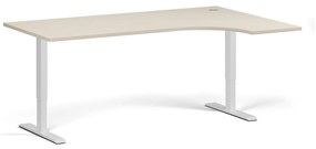 Stół z regulacją wysokości, 1 silnik, 745 - 1235 mm, narożnik L/P, blat 1800 x 1200 mm, podstawa biała, brzoza