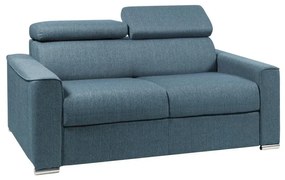 Kanapa 2-osobowa z ekspresowym mechanizmem rozkładania z tkaniny VIZIR - Kolor: niebieski - Miejsce do spania: 120 cm - Materac 22 cm
