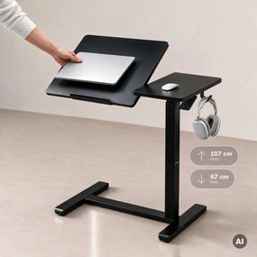 Stolik pod laptopa regulowany, mobilny, wielofunkcyjny, czarny: BILL