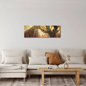 Obraz - Jesienny świt (z zegarem) (90x30 cm)