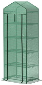 Outsunny Mini-szklarnia na kwiaty lub warzywa, stal, tworzywo sztuczne, 69 dł. x 49 szer. x 193 wys. cm, Zielona