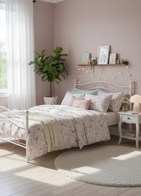 Białe metalowe łóżko z zagłówkiem 160x200 cm S0-G66