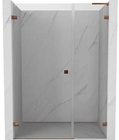 Mexen Lunar-B L drzwi prysznicowe uchylne lewe 130 cm, transparent, różowe złoto - 832SL-130-050-60-00-L