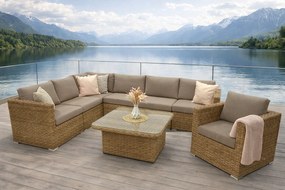 Zestaw rattanowy MALIBU dla 7 osób (beżowo-brązowy)