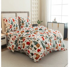 PrzytulneMieszkanie.pl PrzytulneMieszkanie.pl PrzytulneMieszkanie.pl Zestaw pościeli z mikropluszu FESTIVE MAGIC biały + prześcieradło z mikropluszu SOFT 90x200 cm biały, pojedyncze łóżko