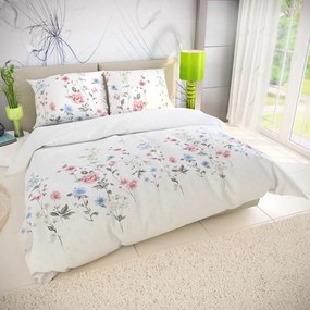 Kvalitex Bawełniana pościel Delux Louka różowa,240 x 220 cm, 2x 70 x 90 cm, 240 x 220 cm, 2 szt. 70 x 90 cm