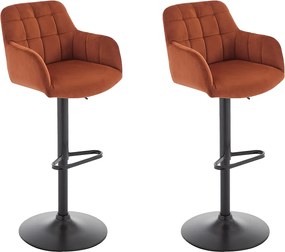 Zestaw 2 stołków barowych z weluru i czarnego metalu - Regulowana wysokość - Terakota - PEGA marki Pascal Morabito
