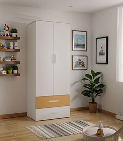 Dziecięca szafa na ubrania z drążkiem kaszmir + żółty S5-G25