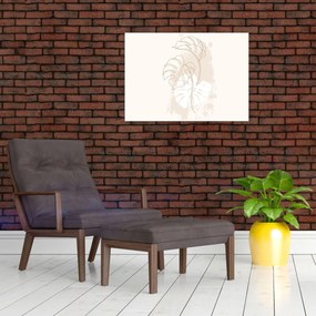 Obraz na szkle - Line art monstera N⁰1 (70x50 cm)