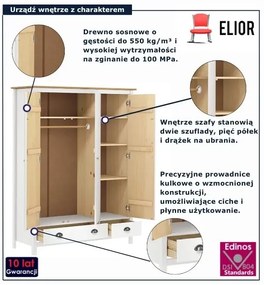 Biało brązowa trzydrzwiowa klasyczna szafa H8-T70