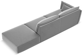 Jasnoszara aksamitna sofa lewostronna 264 cm Vanda – Mazzini Sofas