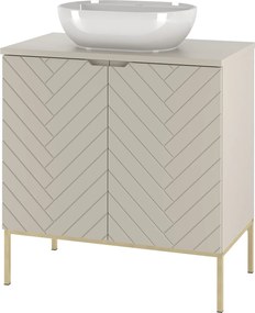 Szafka z umywalką nablatową Aspen 08, cashmere/złoty, 80 cm - zestaw 2