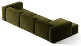 Zielony sztruksowy narożnik (lewostronny/z szezlongiem) Bergano – Cosmopolitan Design