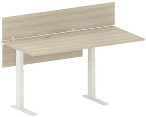 Biurko z regulacją wysokości FUTURE, 170x80 cm, 2 silniki, z parawanem, biały/dąb