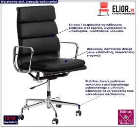 Czarny skórzany fotel gabinetowy - Epir