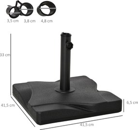 Outsunny podstawa parasola 20 kg stojak na parasole słupki na parasole 30-38 mm czarny