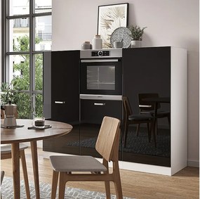 Blok kuchenny czarny wysoki połysk/biały 180x46x81.6 r-line