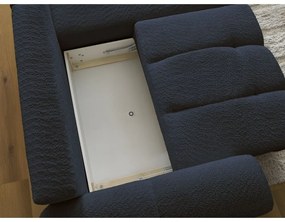 Niebieski rozkładany/ze schowkiem narożnik z materiału bouclé (prawostronny/z szezlongiem) Roxelane – Bobochic Paris