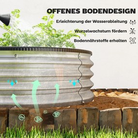 Outsunny Podwyższone Grządki Metalowe Zestaw 2 szt. 135 x 90 x 30 cm Owalne Grządki z Gumowymi Krawędziami | Aosom PL