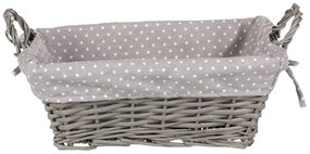 Kosz wiklinowy z tkaniną, szary, 35 x 25 x 13  cm