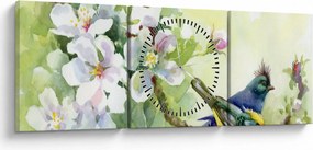 Obraz - Wiosna (z zegarem) (90x30 cm)