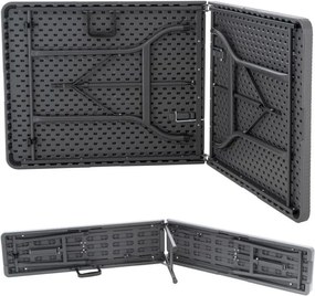 Zestaw ogrodowy, 2 ławki i stół w stylu rattanu - antracyt