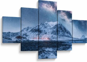 Obraz gór z gwieździstym niebem (125x70 cm)