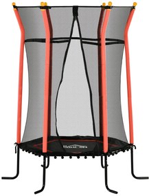 HOMCOM Trampolina dla dzieci, Ø163,5 cm, z siatką bezpieczeństwa, wyściełana, stal, do 50 kg, Czarno-Czerwona
