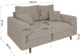 Beżowa sofa z materiału bouclé 150 cm Ariella – Ropez