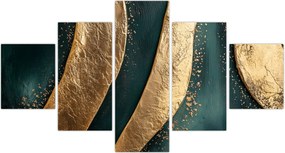 Obraz - Zielona abstrakcja ze złotem I. (125x70 cm)