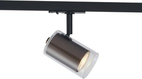 Nowoczesny reflektor ciemny brąz z przezroczystym szkłem do systemu szynowego 1-fazowego - Iconic Lloyd