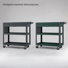 Wózek narzędziowy warsztatowy z szufladą, na kółkach, antracytowy, 800x800x380 mm: FRED